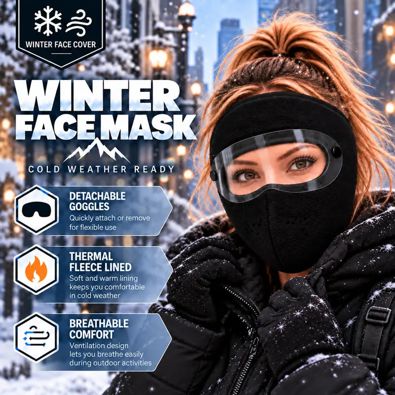❄️🥽 Winter Face Mask with Detachable Goggles – Full-Face Cold Weather Protection