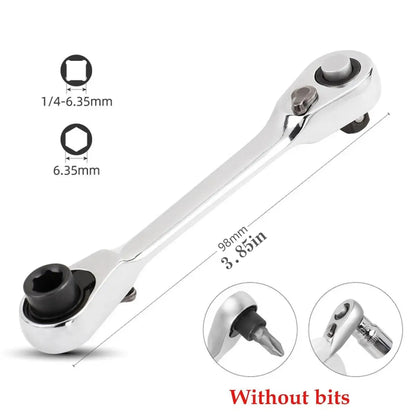 Mini Dual-Head Ratchet Wrench 🔩 – 1/4" Drive, 72-Tooth Precision
