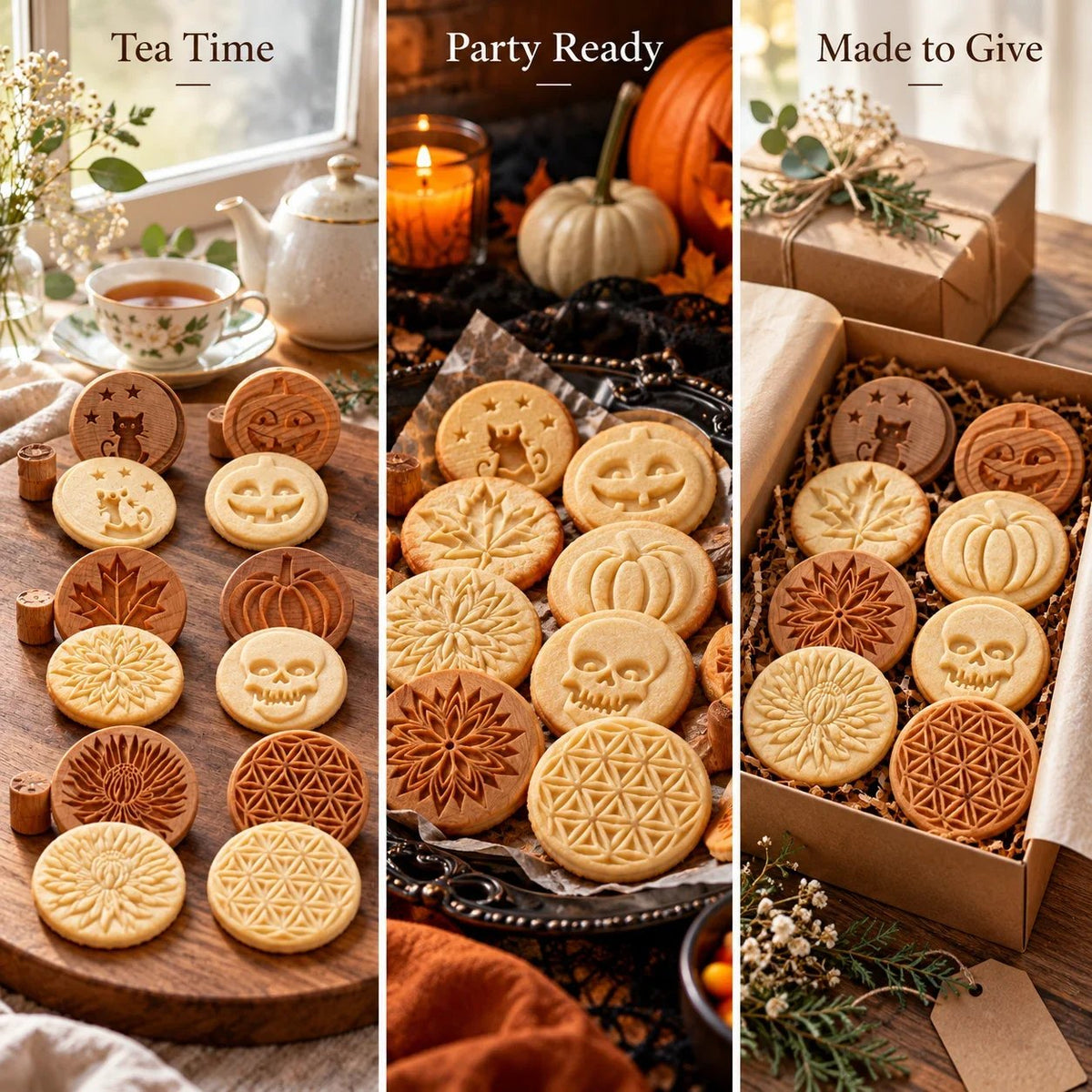 🎉Patterned Wood Cookie Embosser | Seasonal Party & Gift Cookie Prep