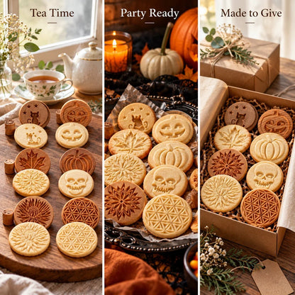 🎉Patterned Wood Cookie Embosser | Seasonal Party & Gift Cookie Prep