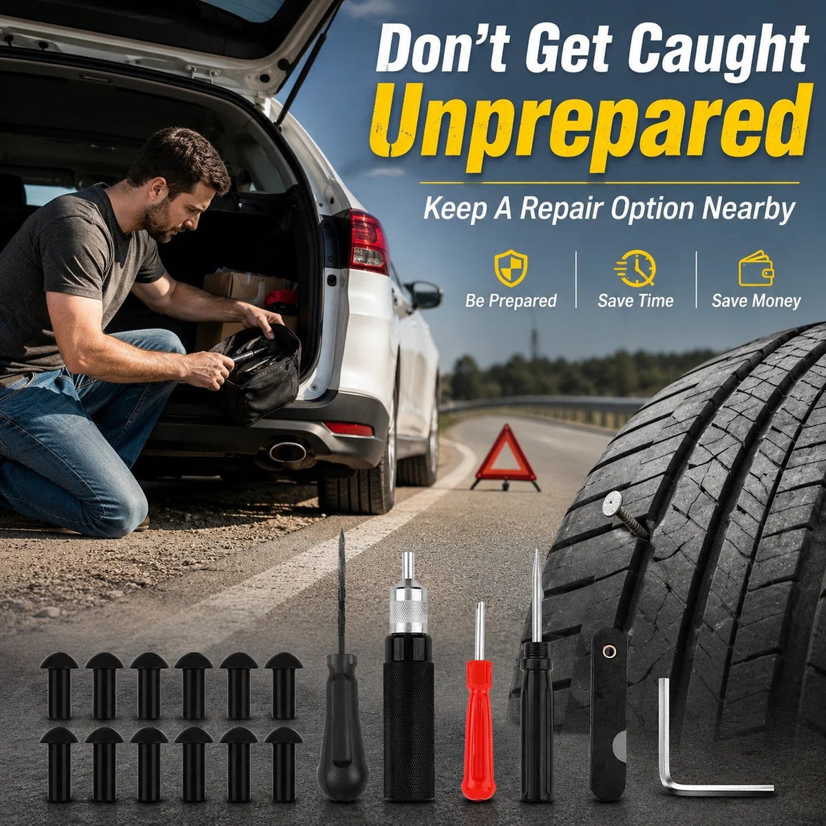 Mushroom-Style Tire Plug Kit 🍄 – Compact Roadside Puncture Repair | Free Shipping