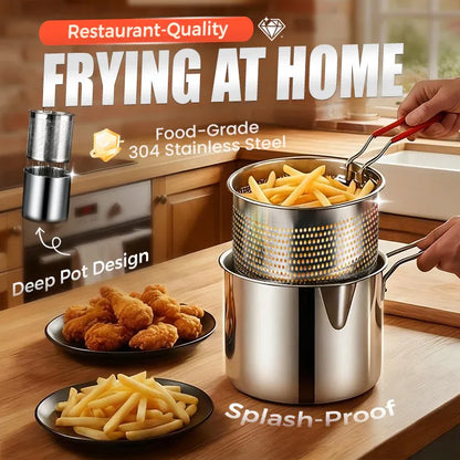 🍟 304 Stainless Steel Multi-Purpose Fryer Set with Crisping Rack