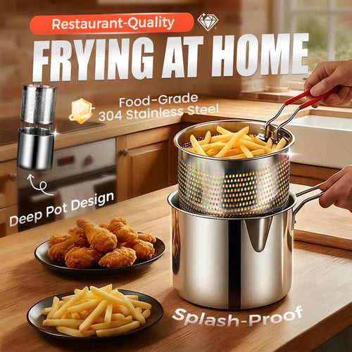 🍟 304 Stainless Steel Multi-Purpose Fryer Set with Crisping Rack