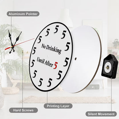 Happy Hour Starts at Five 🍹 Funny Round Wall Clock for Bar & Kitchen Décor