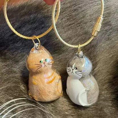 🐈 Calico Cat Memorial Keychain – Keepsake Capsule for Treasured Pet Fur