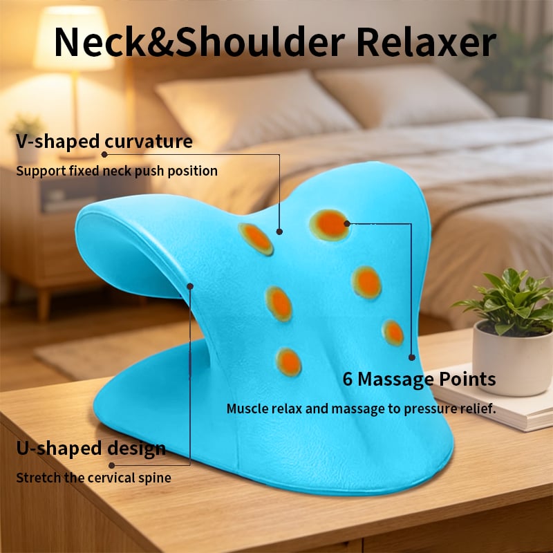 💙 Cervical Neck Stretcher Pillow for Posture Support & Shoulder Relaxation - Blue