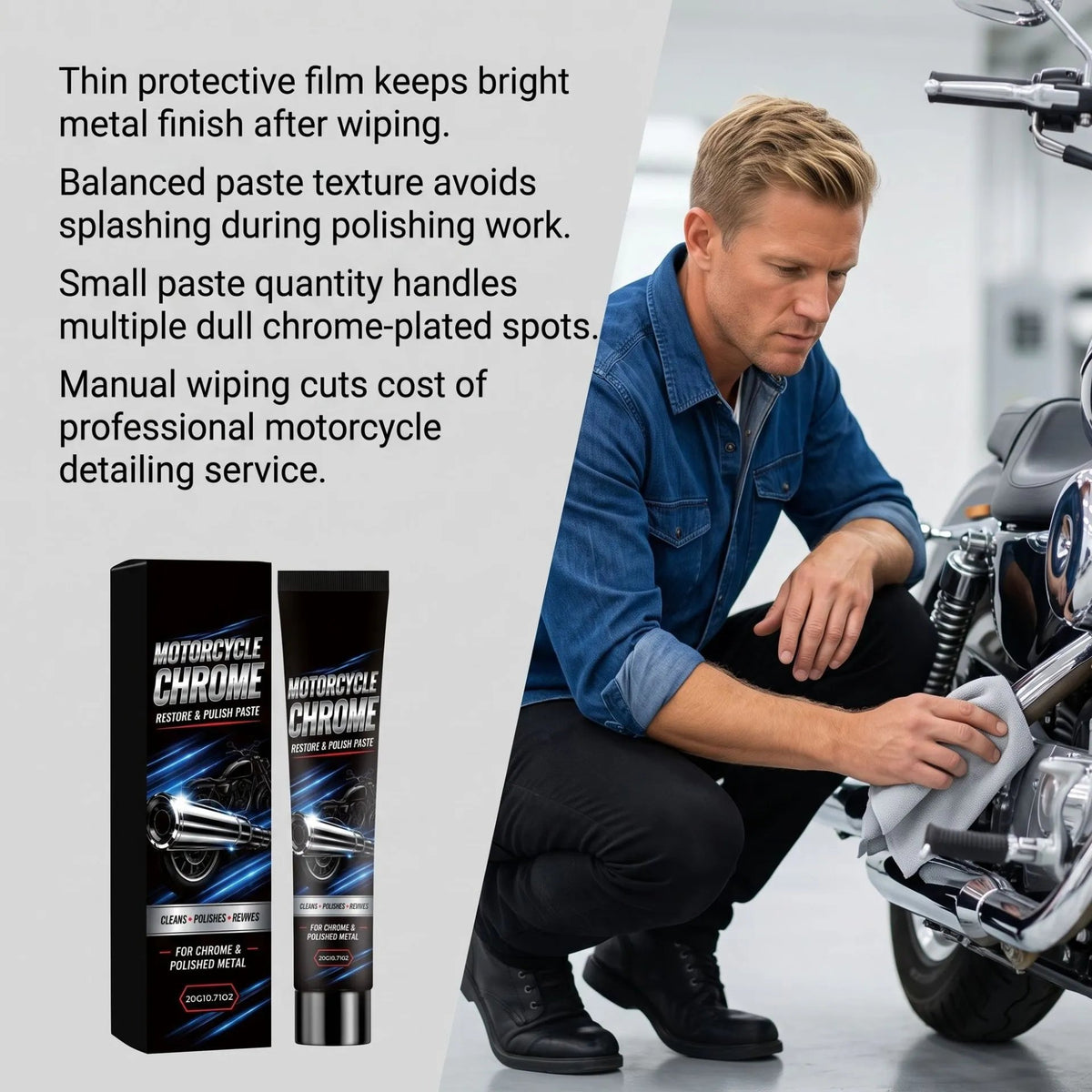 🛠️Motorcycle Chrome Polish Paste ✨Metal Oxidation Remover & Restorer