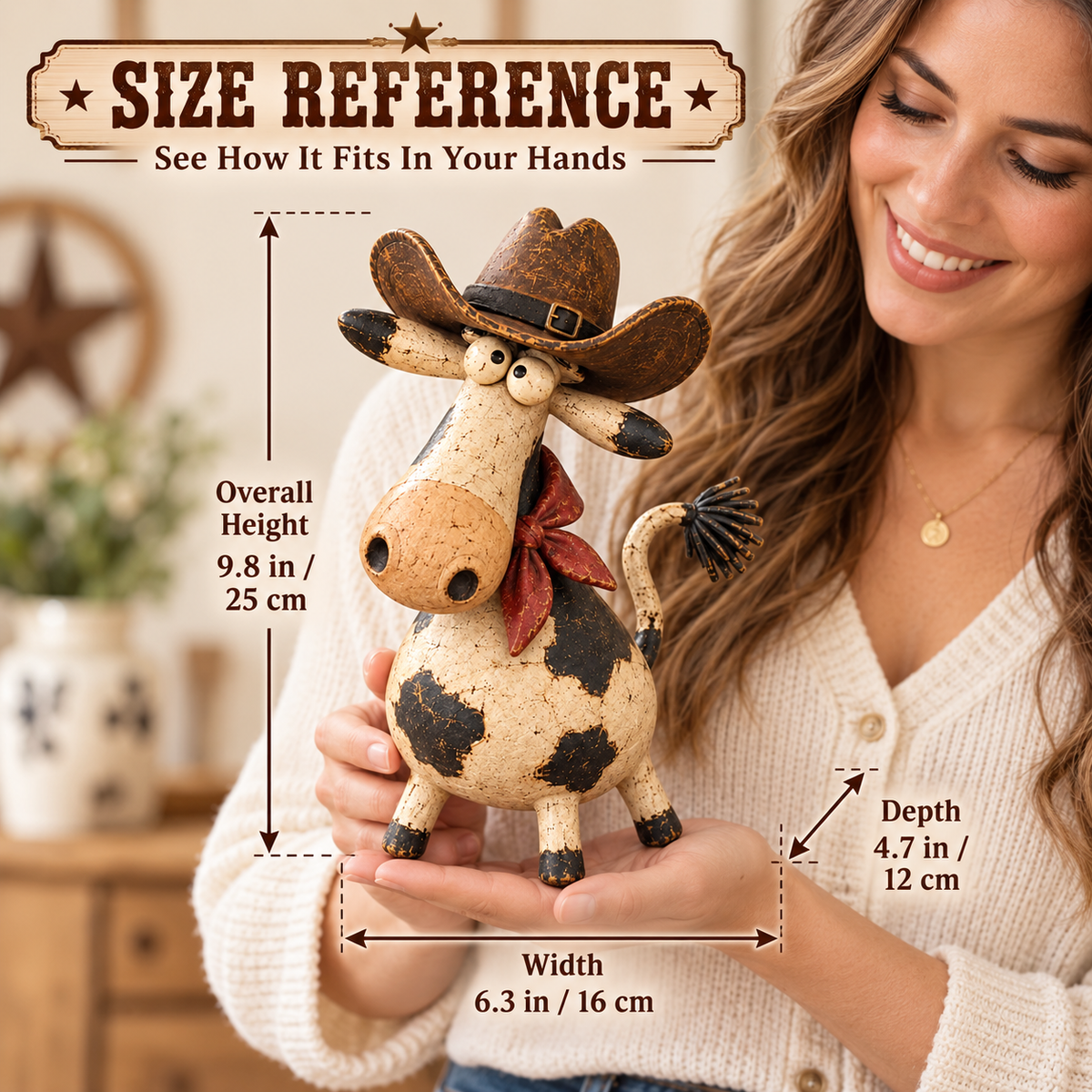 🐄🤠 Wild West Cowboy Cow Figurine – Funny Rustic Ranch Décor & Unique Gift for Cow Lovers