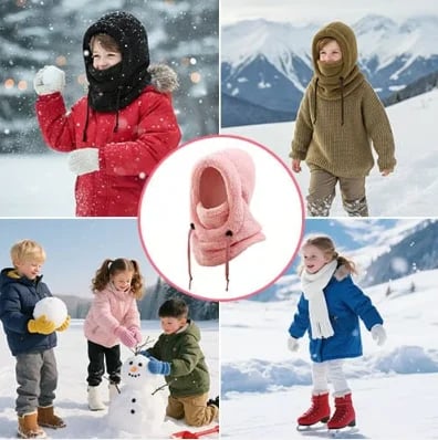 ❄️ Kids' 3-in-1 Fleece Winter Hood – Cozy Cold-Weather Headwear