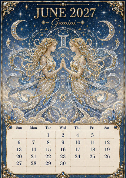 🌙💫 A Year Written in the Stars— Beginner-friendly DIY bead art calendar kit '12 Zodiac Signs 2027’💕