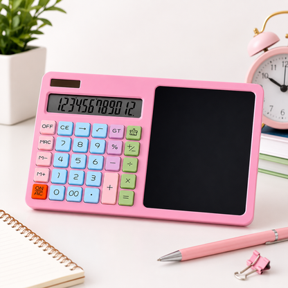 🧮 2-in-1 Calculator & LCD Writing Tablet – Notes Made Easy