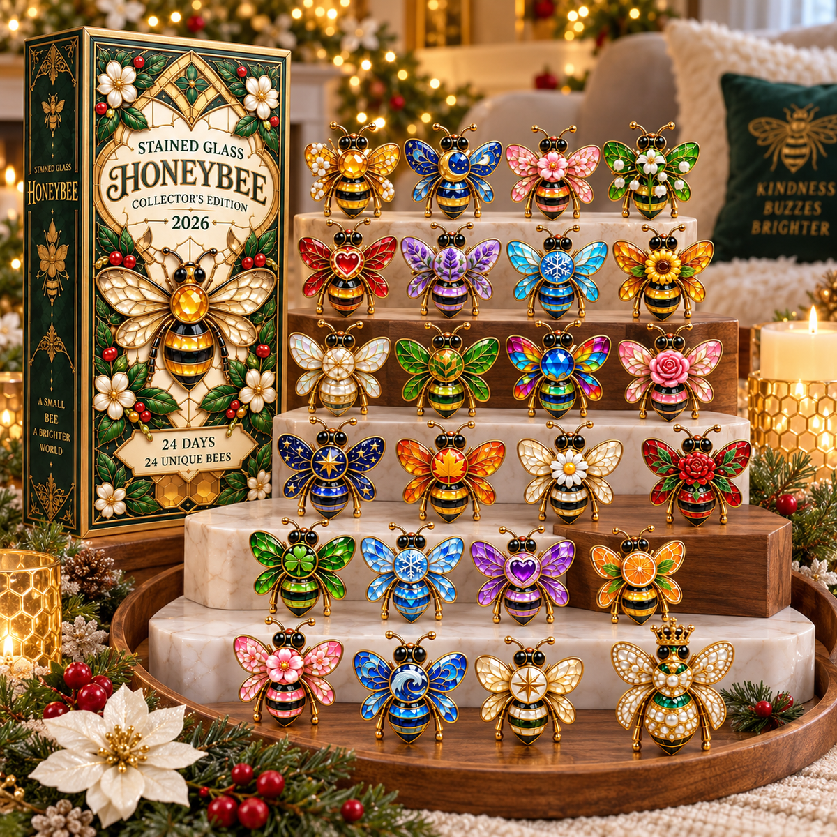 24 Days of Brilliant Wings — Stained Glass Honeybee Collector’s Advent Calendar 2026