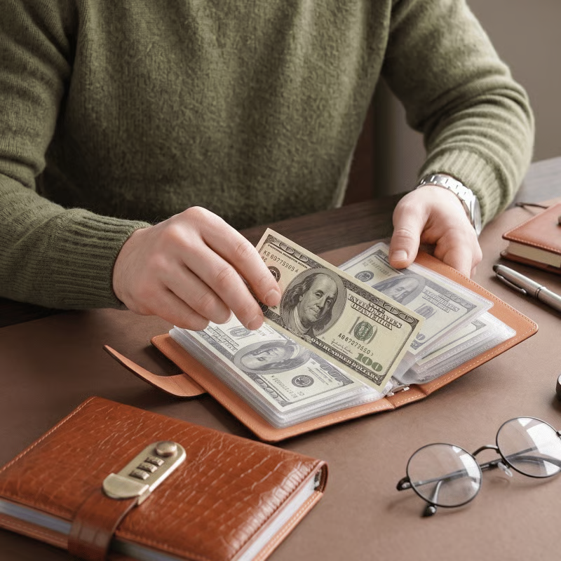 🔒 Lockable Savings Notebook – Cash Organizer for Savings Goals