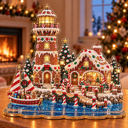 ✨ Premium Parel Kerstvuurtoren Diamond Painting-kunstset | Luxe, fluweelzacht canvas met krasbestendige, kleurvaste parelkralen – DIY-kerstdecoratie 🎅⛄️❄️