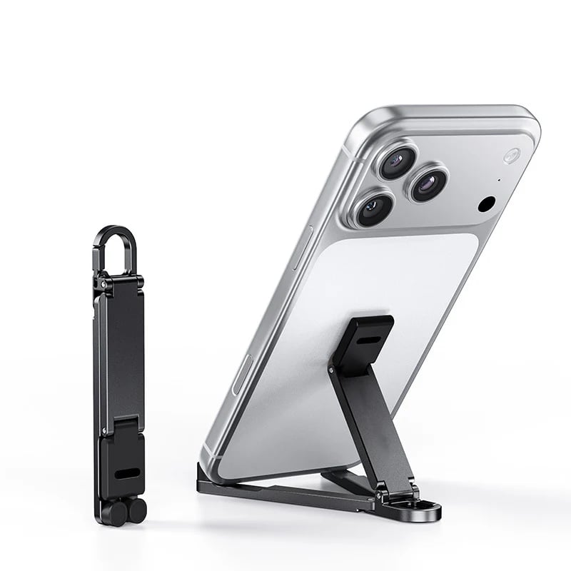 📱 Pocket-Size Aluminum Phone Stand Keychain – Foldable Desktop Holder, Orange, 1 Pack 🔑