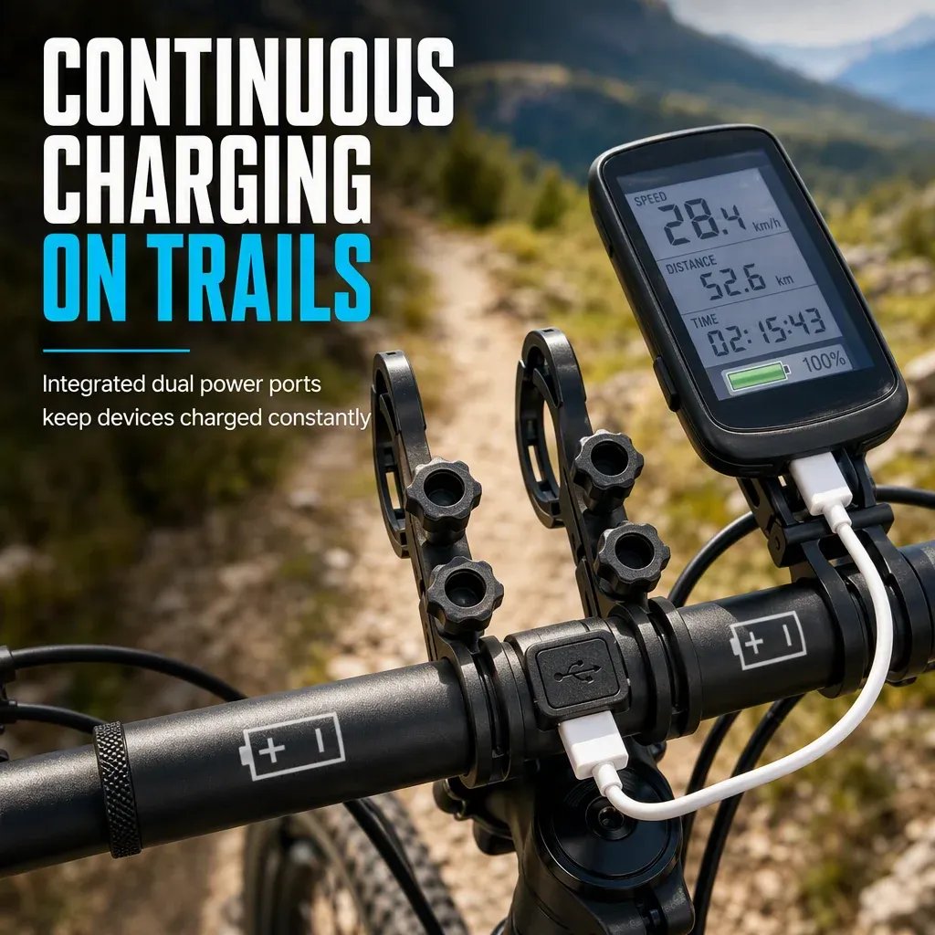 🚴⚡ Bicycle Handlebar Extender – Extra Mounting Space with USB Power & Waterproof Design