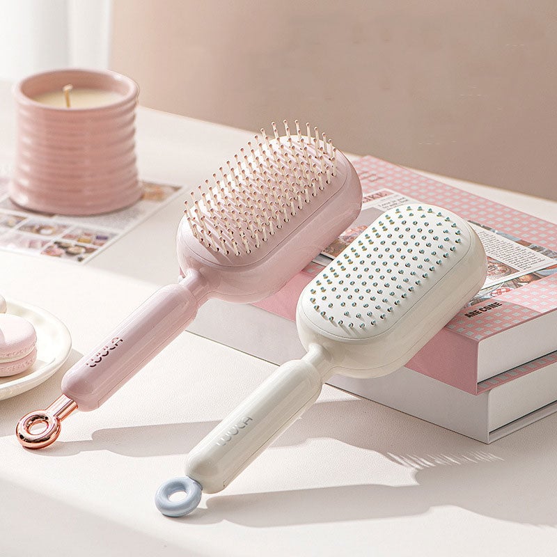 Retractable Cushion Hairbrush 💗 – Pink Scalp Massage Comb