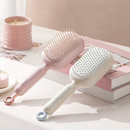 Retractable Cushion Hairbrush 💗 – Pink Scalp Massage Comb