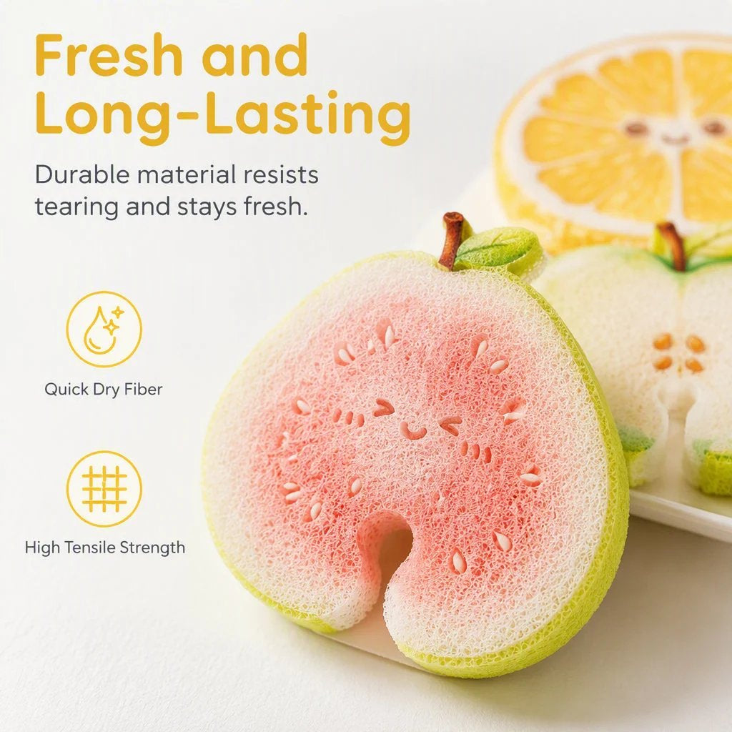 🍓 Cute Fruit-Shaped Dish Scrubber – Fun Kitchen Cleaning Sponge