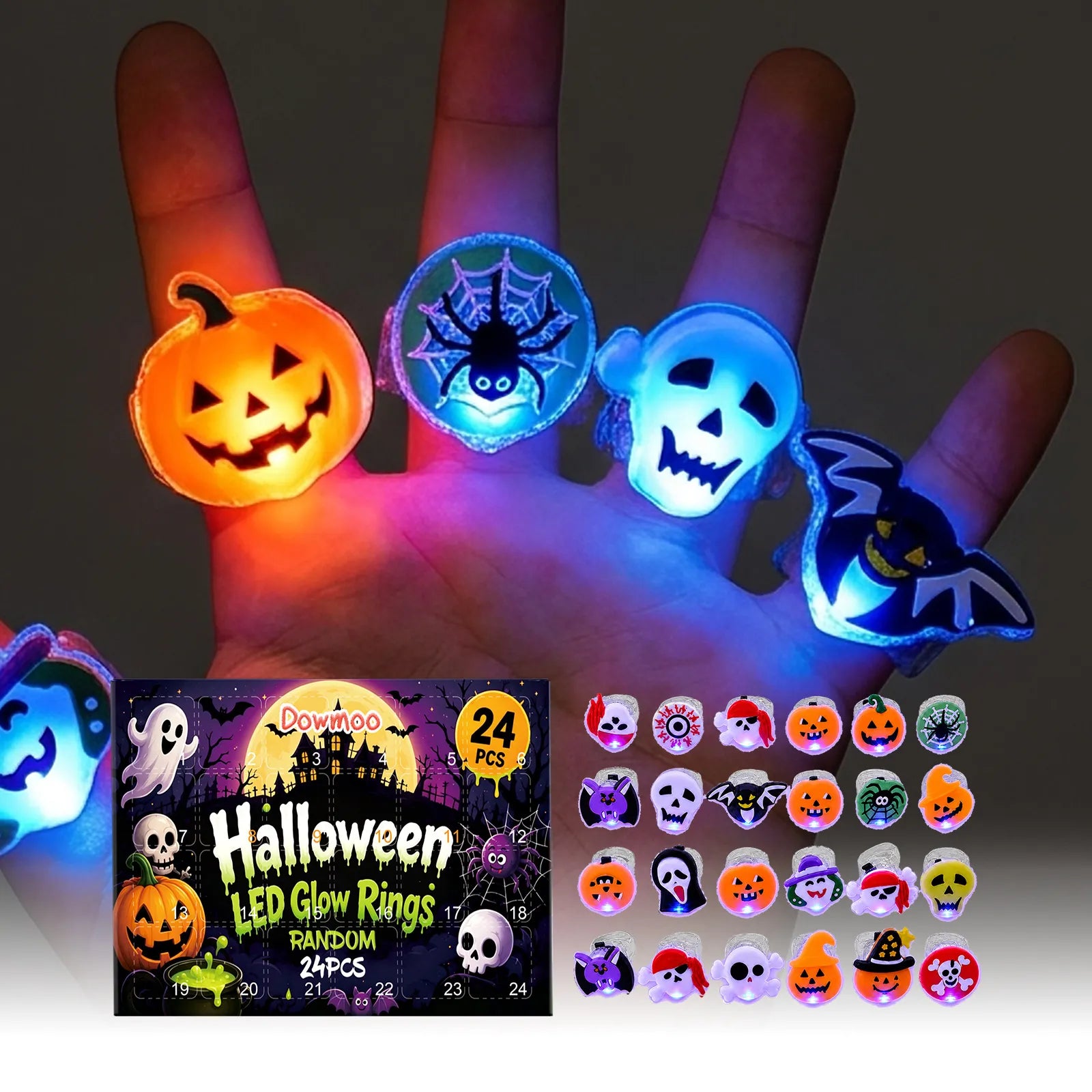 🎃 Halloween LED Glow Rings Blind Box Set ✨