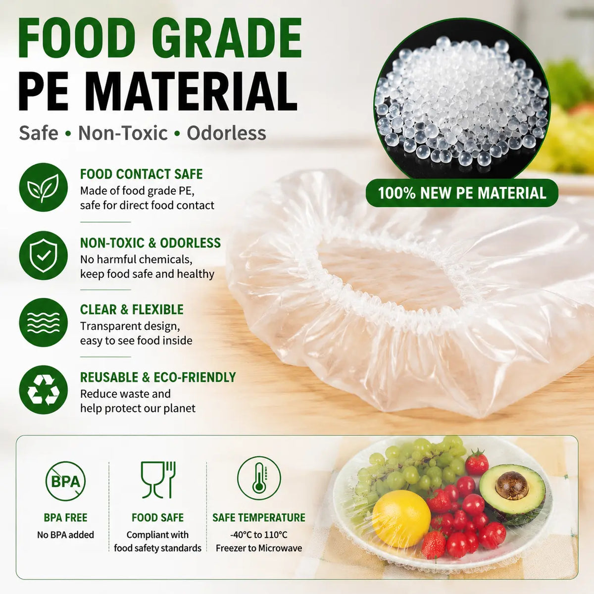 🍽️✨ 100PCS Stretch Food Covers – Quick, Easy & Mess-Free Freshness