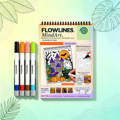 🌿  Guided Flow Art Coloring Pad with Double-Sided Markers 🎨
