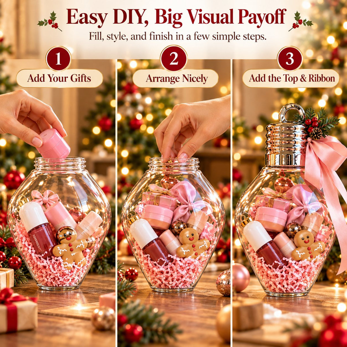 DIY Christmas Bulb Ornament Gift Jar