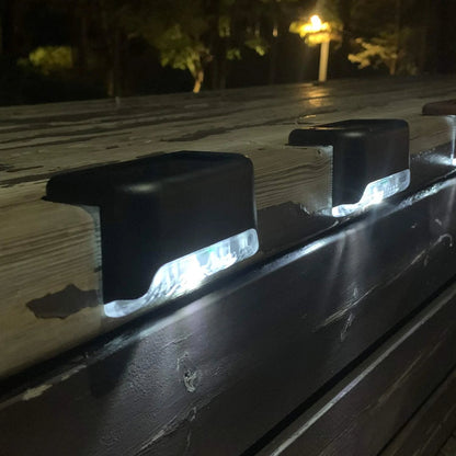 🌞 Solar LED Step & Pathway Lights – Weatherproof Black Wall Lamps with Warm Glow | Buy 2, Get 2 Free 🔥