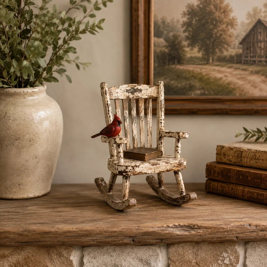 Rustic Cardinal Rocking Chair Decor