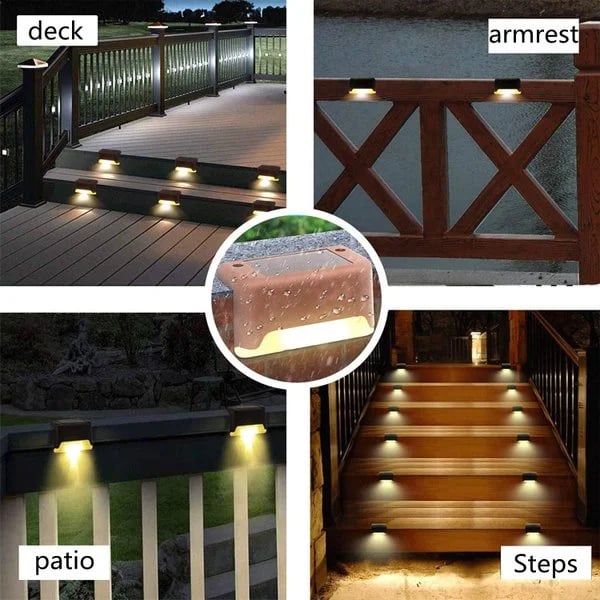 🌞 Solar LED Step & Pathway Lights – Weatherproof Black Wall Lamps with Warm Glow | Buy 2, Get 2 Free 🔥