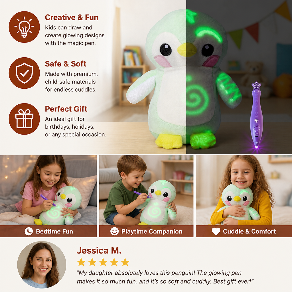 ✨🧸 Magic Glow Plush – Draw, Light Up & Play!