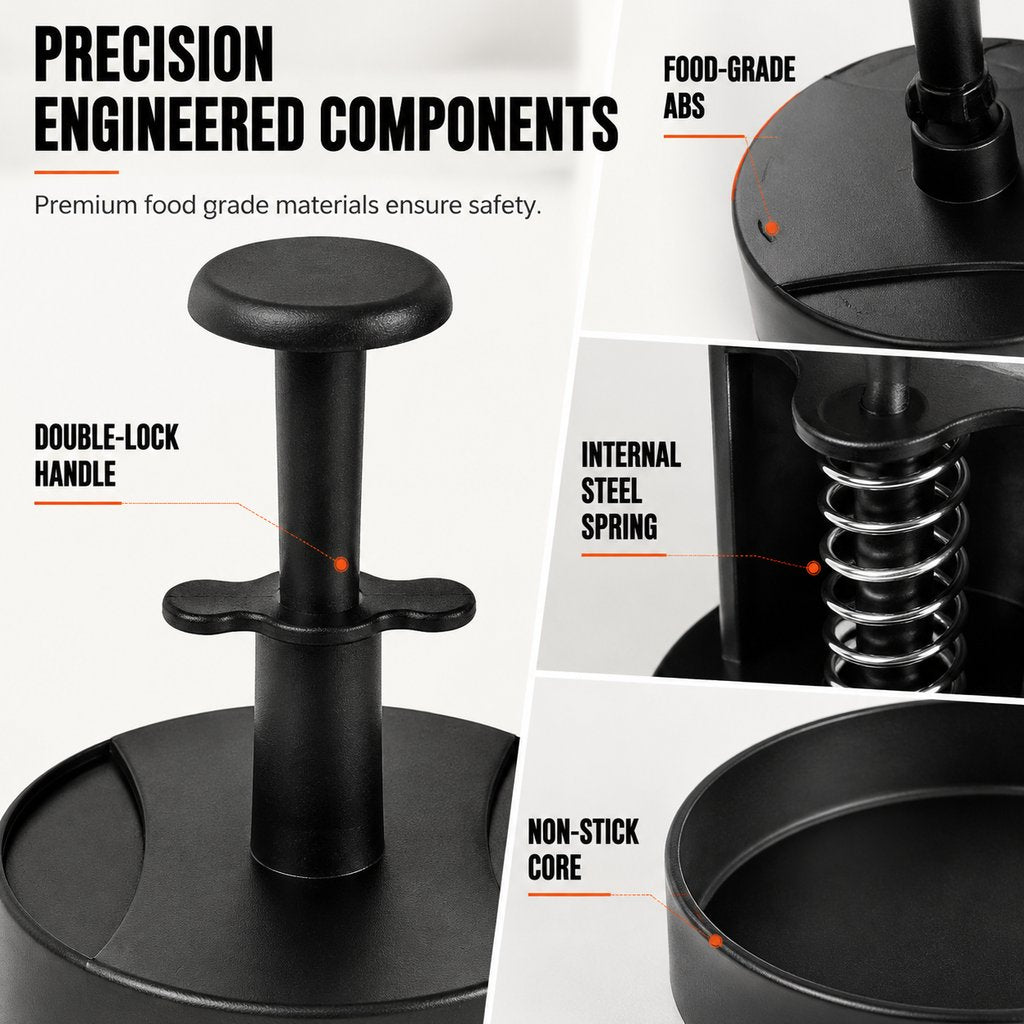 🍔 Spring-Loaded Burger Press – Easy Patty Maker for Beef, Shrimp & More