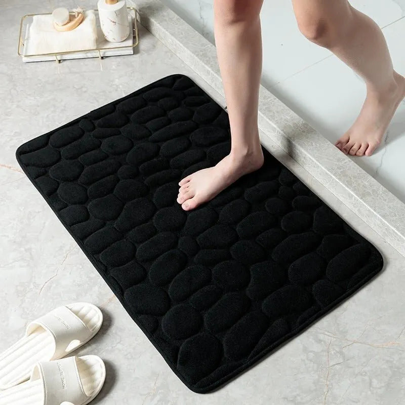 🛁 Cobblestone-Textured Bath Mat – Soft Bathroom Rug, Gray 40×60cm
