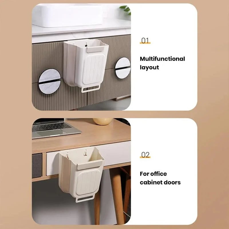 🗑️ Hanging Collapsible Trash Can – Space-Saving Bin for Kitchen & Cabinets