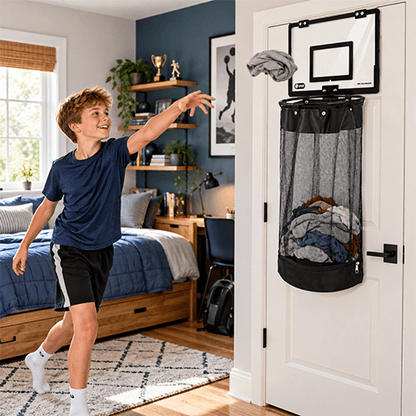 Over-Door Basketball Laundry Hamper 🏀 – Fun Bedroom Clothes Organizer