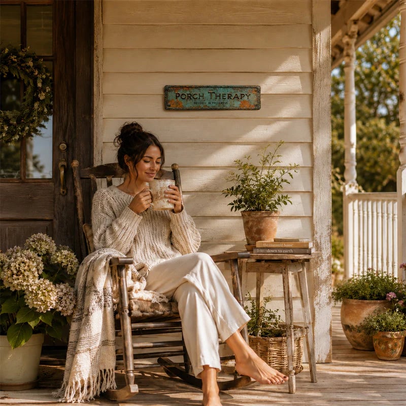🔥Hot Sale - 49% OFF🔥Country-style "PORCH THERAPY" Metal Sign