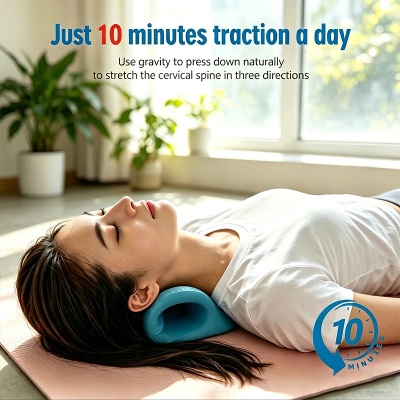 💙 Cervical Neck Stretcher Pillow for Posture Support & Shoulder Relaxation - Blue