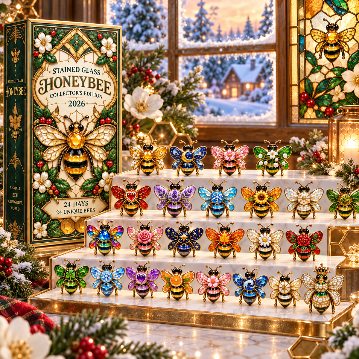 24 Days of Brilliant Wings — Stained Glass Honeybee Collector’s Advent Calendar 2026
