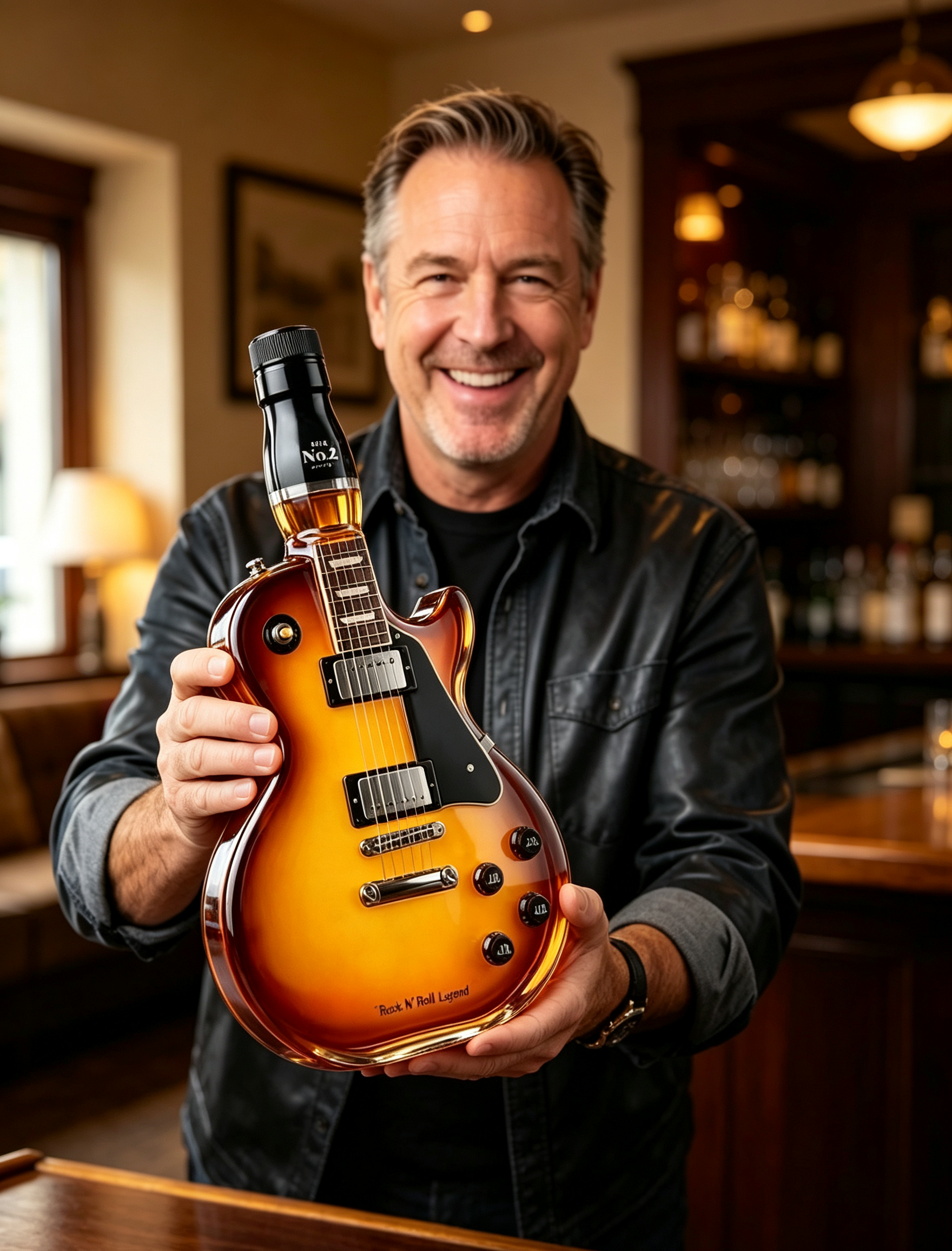 🎸 Vintage Sunburst Electric Guitar Whiskey Decanter | Rock Collectible Bar Gift