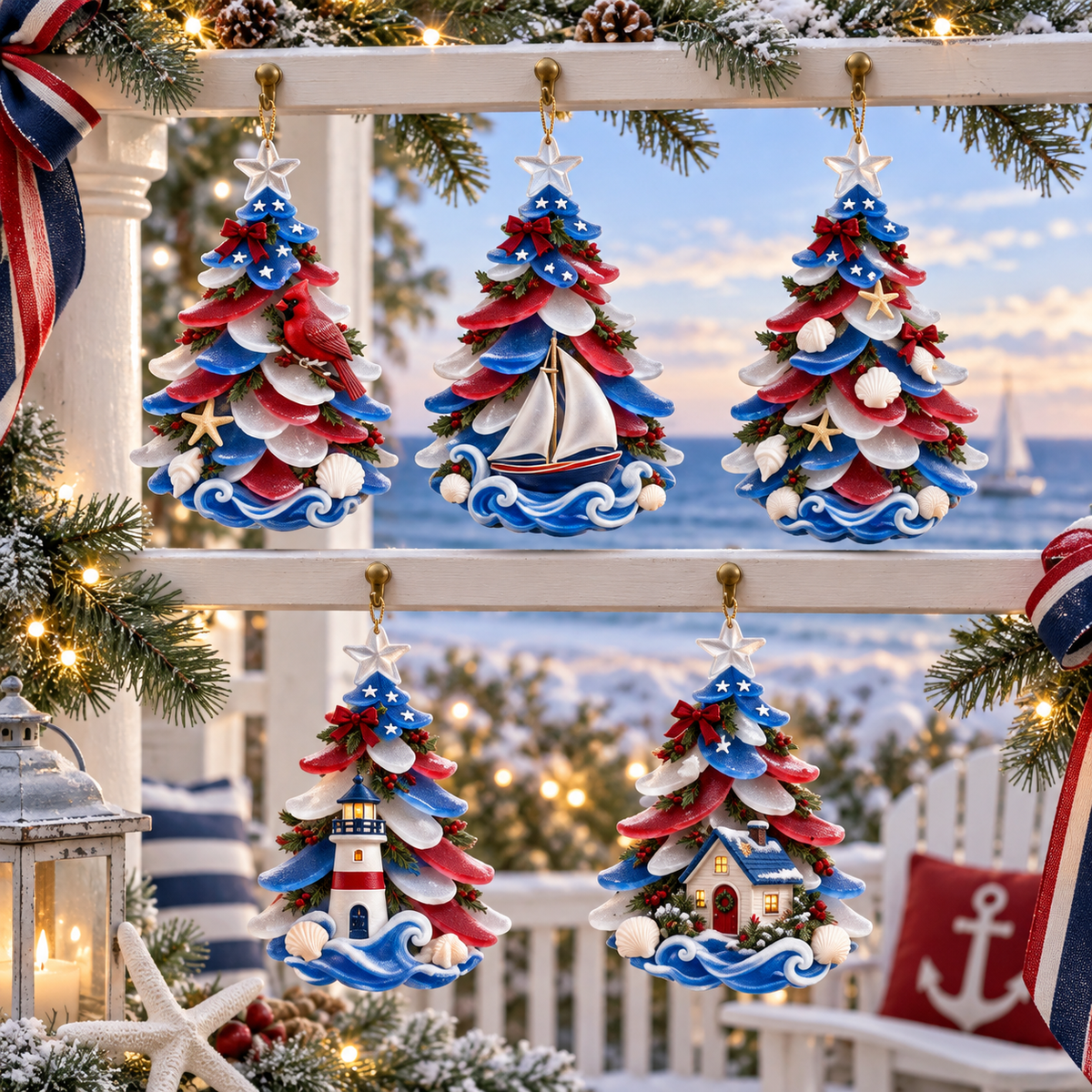 Coastal Christmas Tree Ornaments 🌊 – Patriotic Seaside Designs for 2026