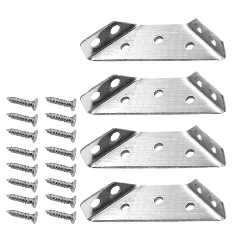 💯📢📢50% OFF !! ⏰UNIVERSAL STAINLESS STEEL FURNITURE CORNER BRACES — Triangular Stability Reinforcement | Rust-Proof Structural Support & Easy Install 🔧
