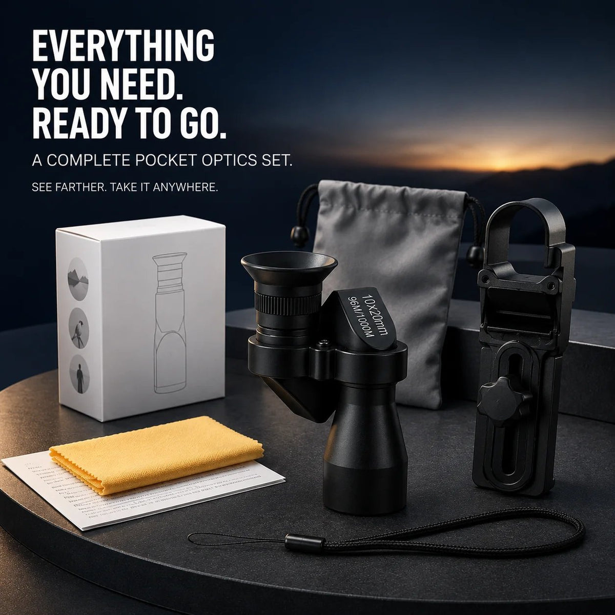🔭 10×20 Pocket Monocular – Compact Phone Telescope with Adjustable Clip | Special Sale