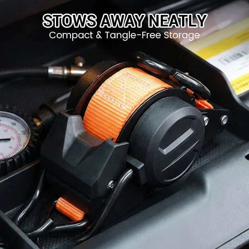 🚙 Retractable Cargo Tie-Down Straps – 2.5cm × 3m Orange