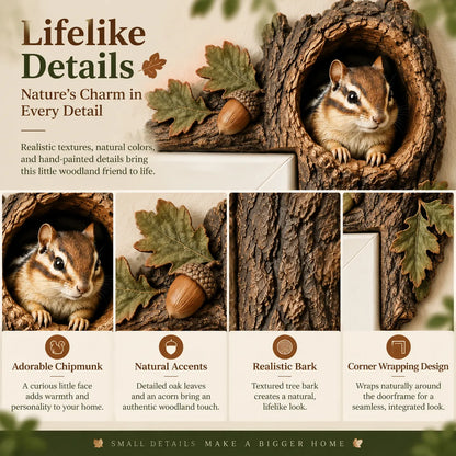 ⏰ 50% OFF TODAY – 🐿️ 3D Woodland Chipmunk Door Accent | Nature-Inspired Home Decor