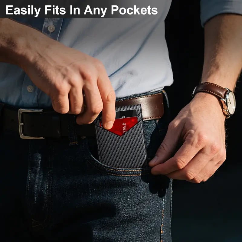 ⚡ Men's Slim RFID-Blocking Pop-Up Bifold Wallet with Quick-Access Card Holder