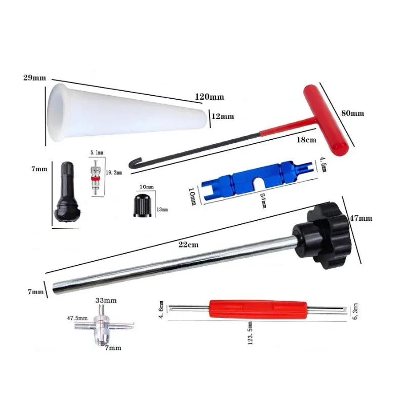 🛠️ 13-Piece Tire Valve Replacement Kit – Quick-Change Automotive Repair Tools