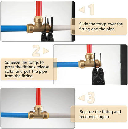 🔧 Push Fit Disconnect Tong Tool-1/2' • 3/4' • 1' Multi-Size Plumbing Disconnect Pliers