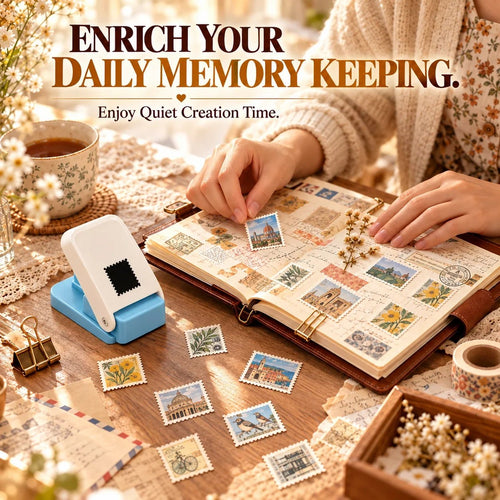 Mini Paper Stamp Punch ✂️ – Creative Scrapbooking & Photo Crafts