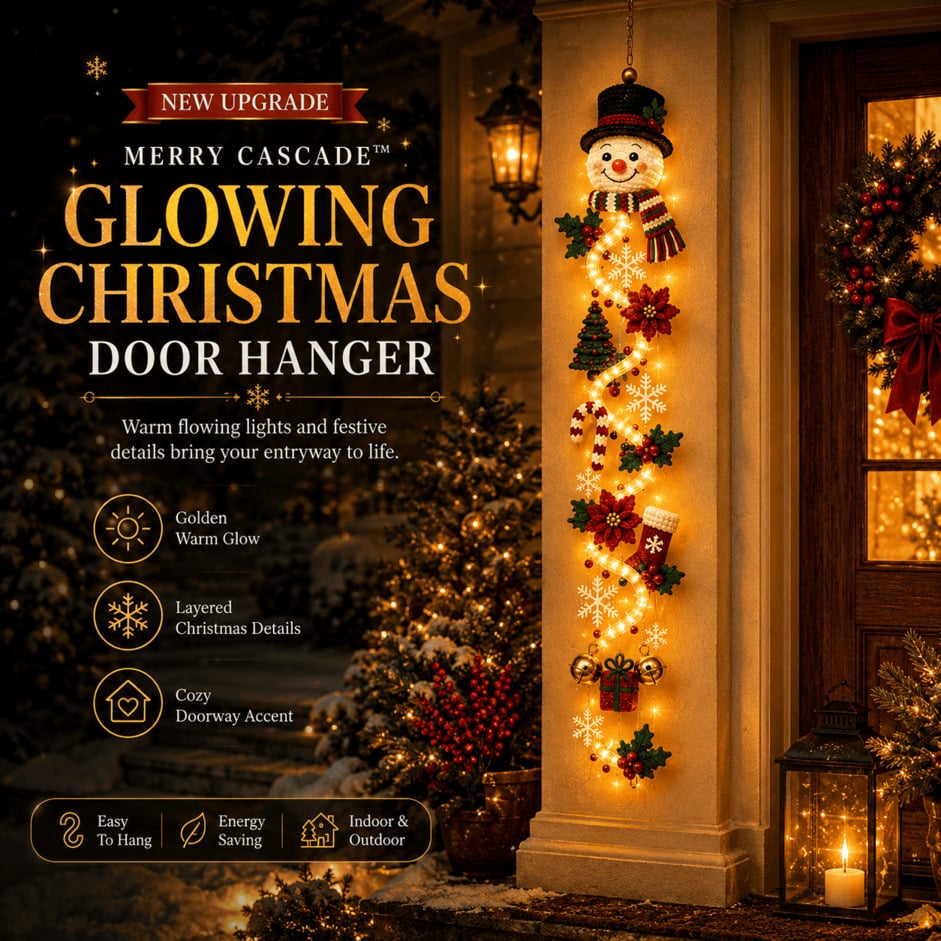 🔥 Limited-Time 50% OFF – 🎅MerryCascade™ Glowing Christmas Door Hanger