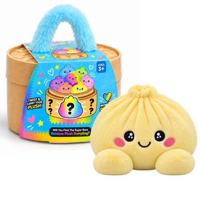 🌈🥟 Rainbow Dumpling Plush Set – 8 Colorful Squishies in a Cute Steamer Basket